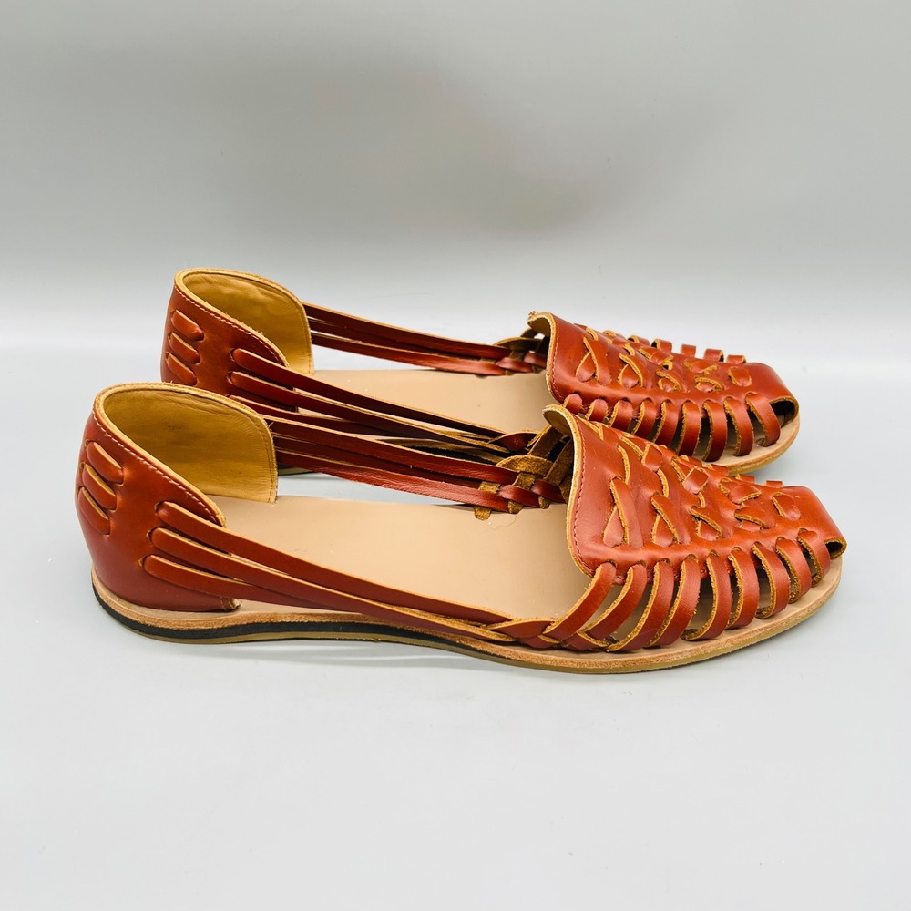 Nisolo Sandals Womens 11 Brown Woven Leather Brandy Huarache Flats Comfort Shoes